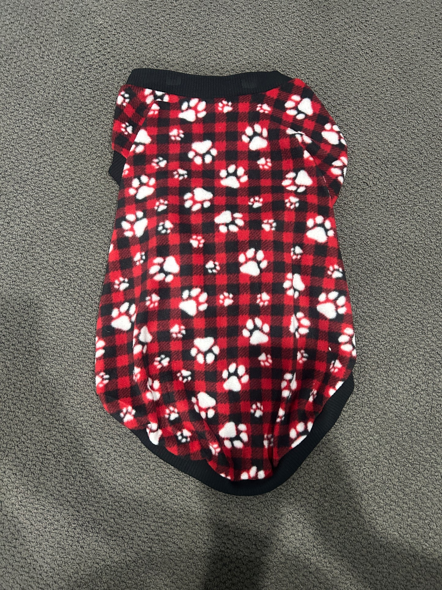 Red Paw Print Tartan Jumper