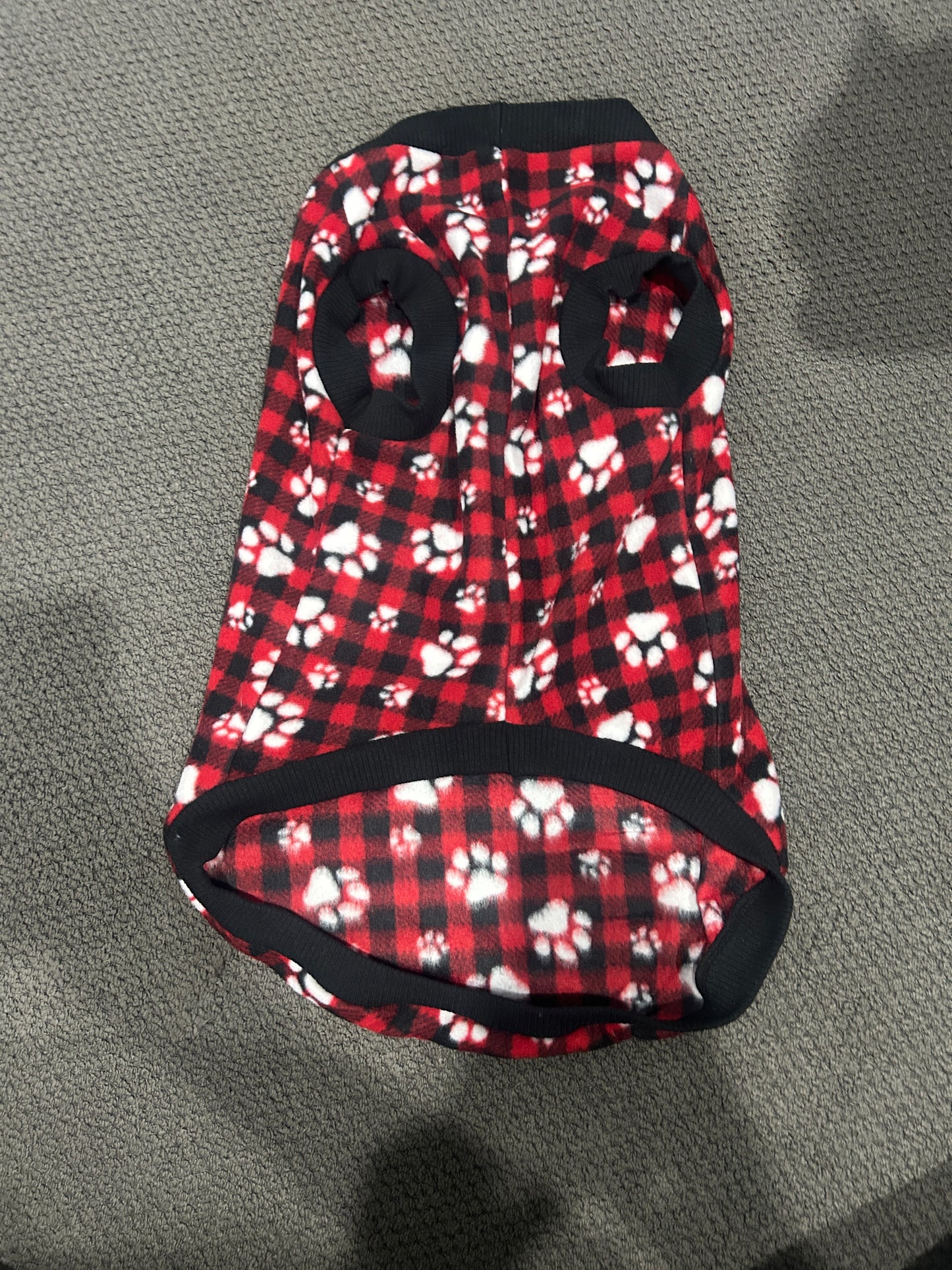 Red Paw Print Tartan Jumper
